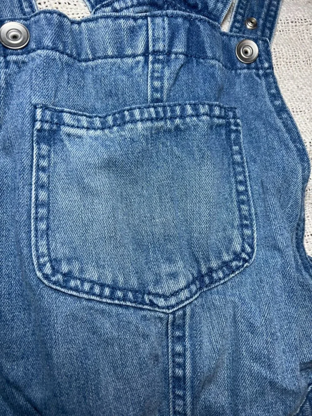 Children's Place Girls Denim Short Overalls Distressed Jean Shortalls Size 16